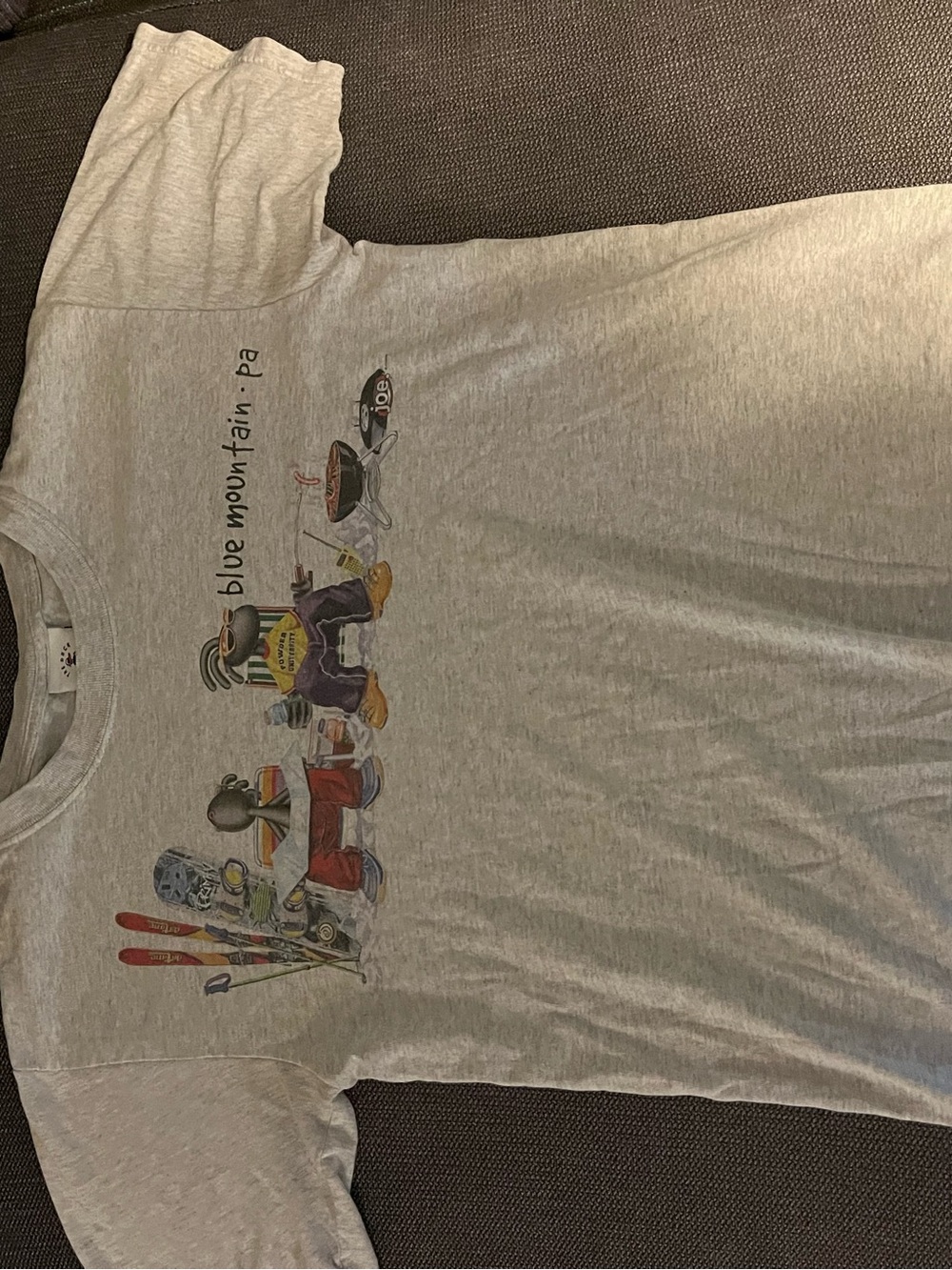 Kids Heather Gray Graphic Tee with Outdoor Ski Print